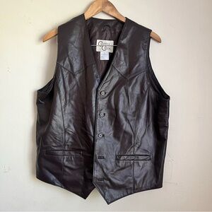 Vintage cripple creek Men's Brown 100% Leather Vest size large